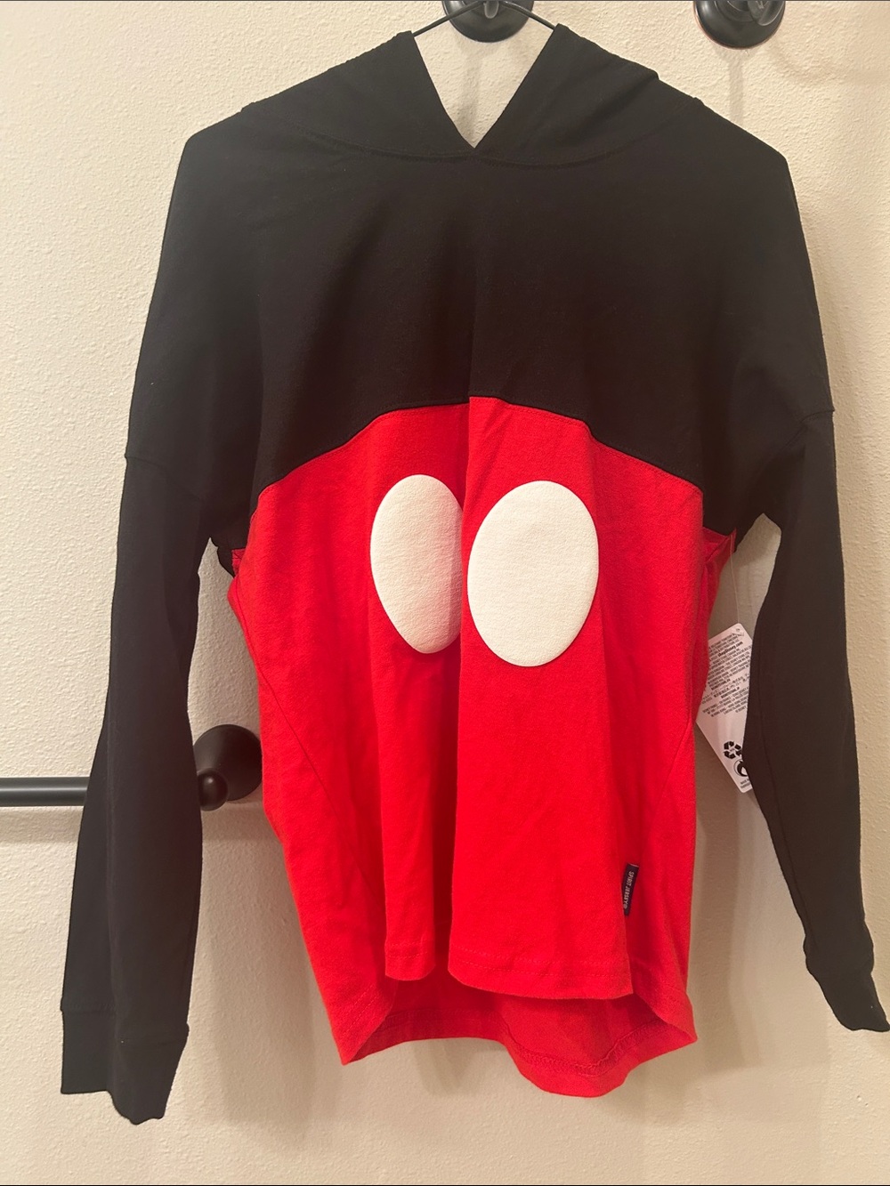 Disney Black & Red Hooded Sweatshirt with White Mickey Detail